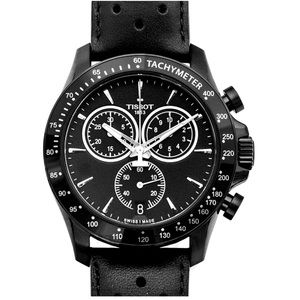 TISSOT MENS V8 BLACK ION CHRONOGRAPH LEATHER STRAP WATCH T106.417.36.051.00